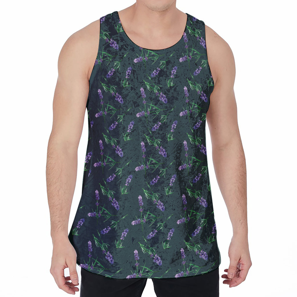 Purple Lavender Pattern Print Men's Velvet Tank Top