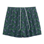 Purple Lavender Pattern Print Mesh Shorts