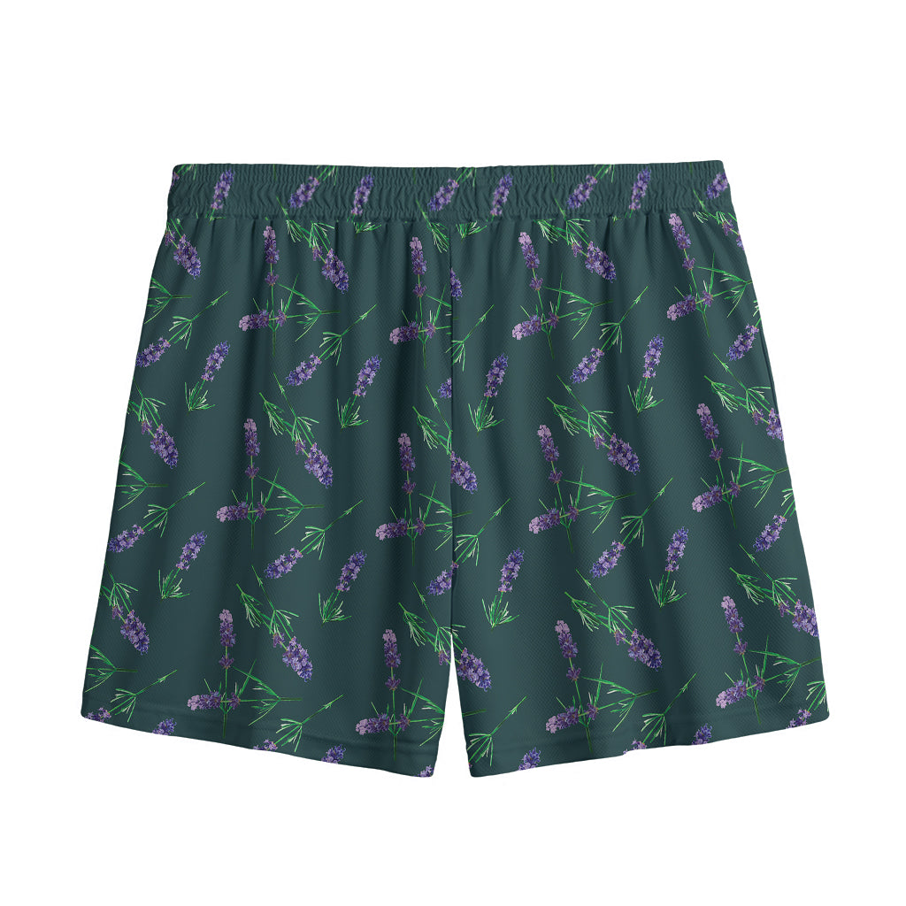 Purple Lavender Pattern Print Mesh Shorts