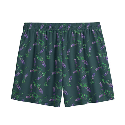 Purple Lavender Pattern Print Mesh Shorts