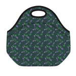 Purple Lavender Pattern Print Neoprene Lunch Bag