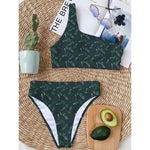 Purple Lavender Pattern Print One Shoulder Bikini Top