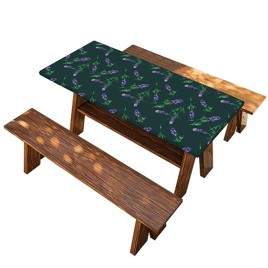 Purple Lavender Pattern Print Picnic Table Cover