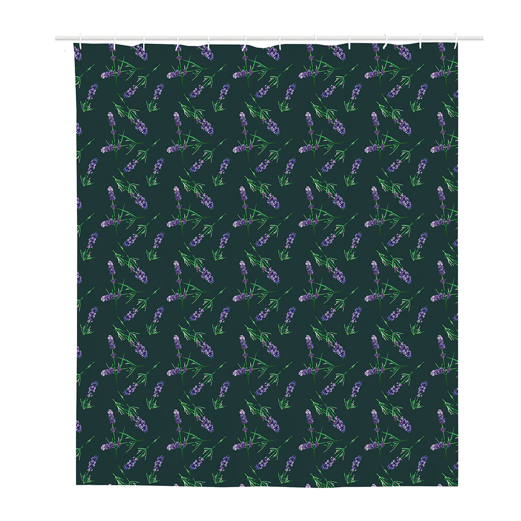 Purple Lavender Pattern Print Polyester Shower Curtain