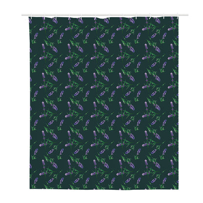 Purple Lavender Pattern Print Polyester Shower Curtain