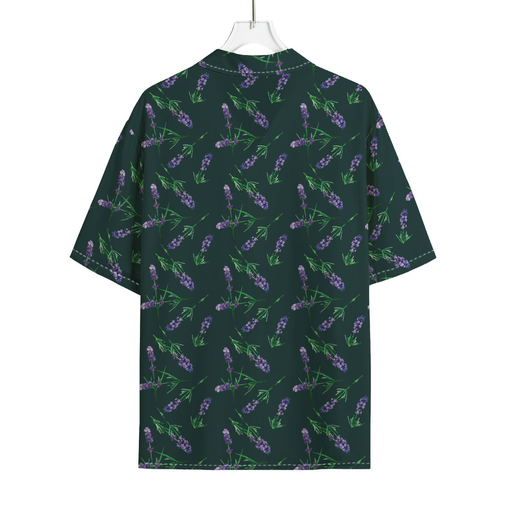 Purple Lavender Pattern Print Rayon Hawaiian Shirt