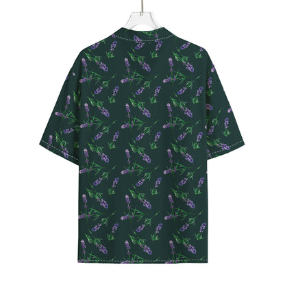 Purple Lavender Pattern Print Rayon Hawaiian Shirt
