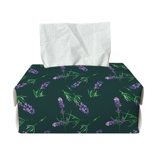 Purple Lavender Pattern Print Rectangle Tissue Box Cover