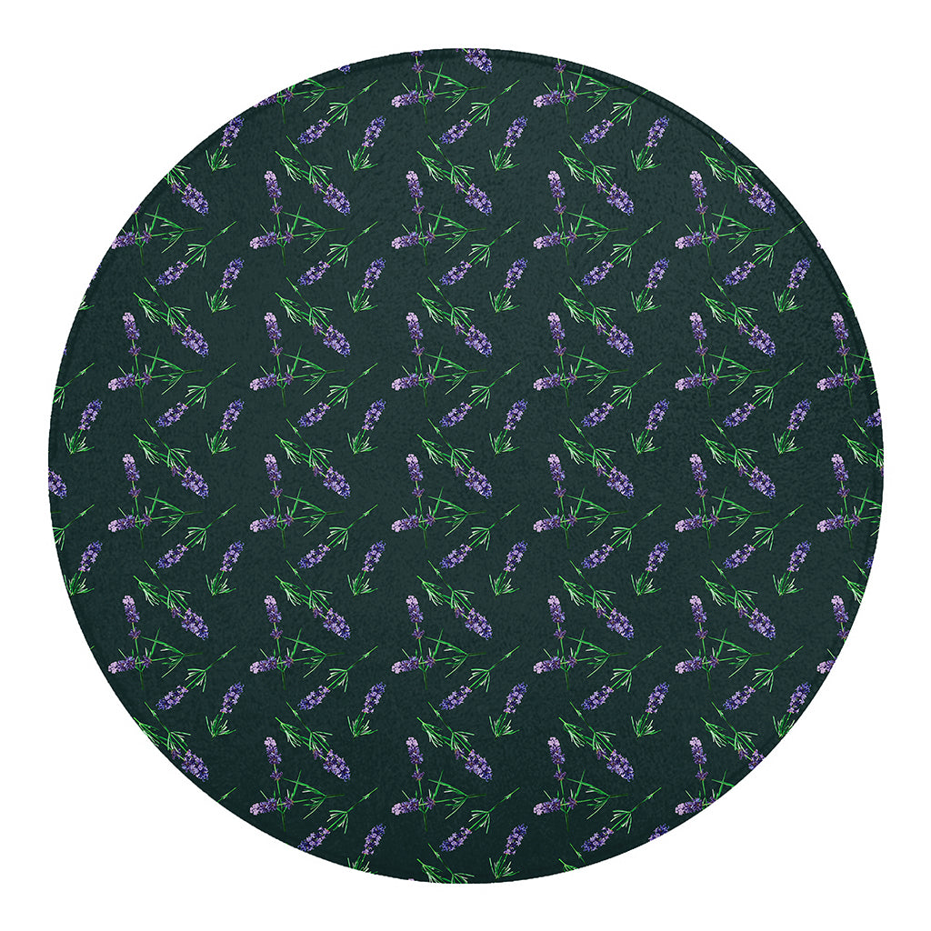 Purple Lavender Pattern Print Round Blanket