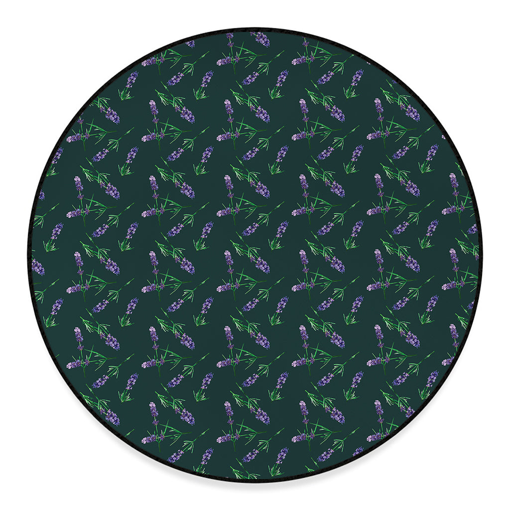 Purple Lavender Pattern Print Round Floor Mat