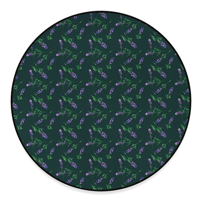 Purple Lavender Pattern Print Round Floor Mat