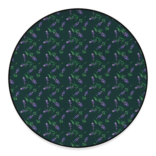 Purple Lavender Pattern Print Round Floor Mat