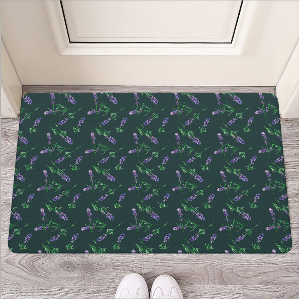 Purple Lavender Pattern Print Rubber Doormat