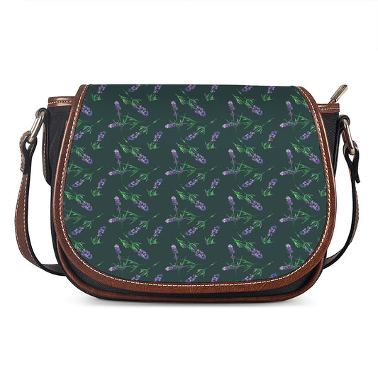 Purple Lavender Pattern Print Saddle Bag