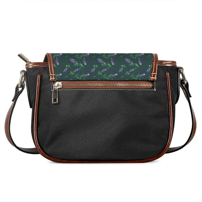 Purple Lavender Pattern Print Saddle Bag