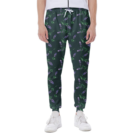 Purple Lavender Pattern Print Scuba Joggers