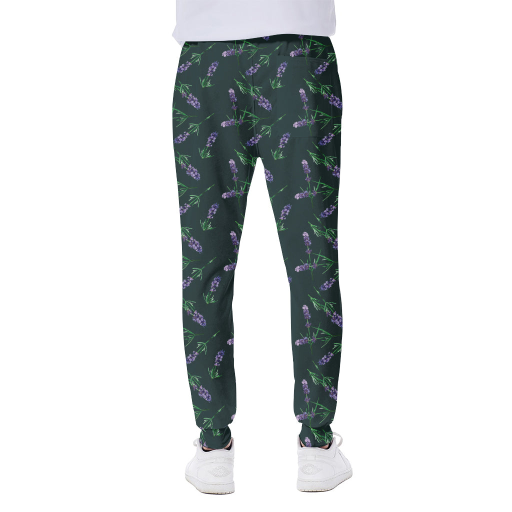 Purple Lavender Pattern Print Scuba Joggers
