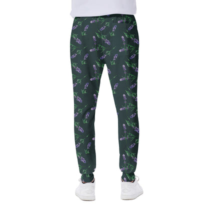Purple Lavender Pattern Print Scuba Joggers