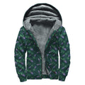 Purple Lavender Pattern Print Sherpa Lined Zip Up Hoodie