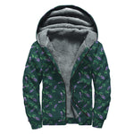 Purple Lavender Pattern Print Sherpa Lined Zip Up Hoodie