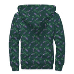 Purple Lavender Pattern Print Sherpa Lined Zip Up Hoodie