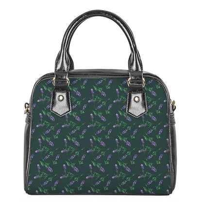 Purple Lavender Pattern Print Shoulder Handbag