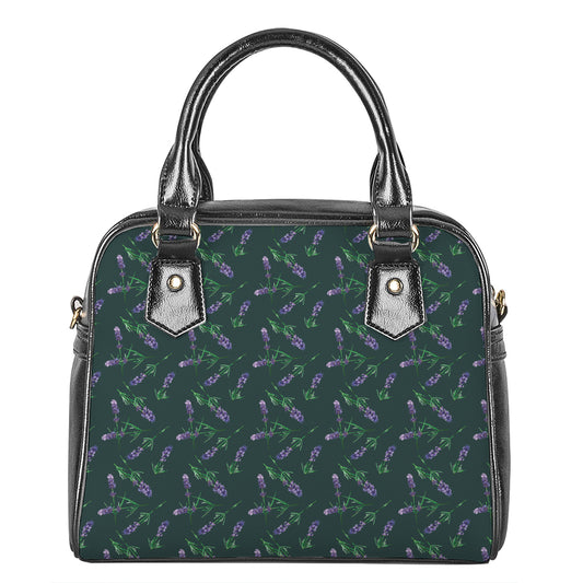 Purple Lavender Pattern Print Shoulder Handbag