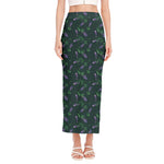 Purple Lavender Pattern Print Side Slit Maxi Skirt
