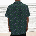 Purple Lavender Pattern Print Textured Short Sleeve Shirt