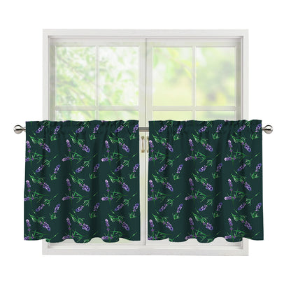 Purple Lavender Pattern Print Tier Curtains