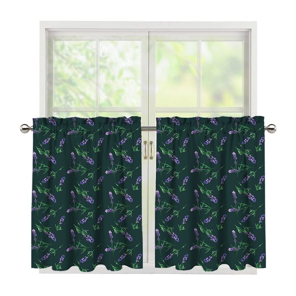 Purple Lavender Pattern Print Tier Curtains