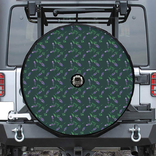 Purple Lavender Pattern Print Tire Cover With Camera Hole