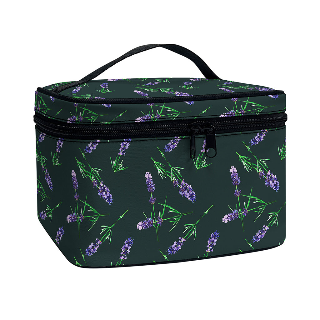 Purple Lavender Pattern Print Travel Makeup Bag