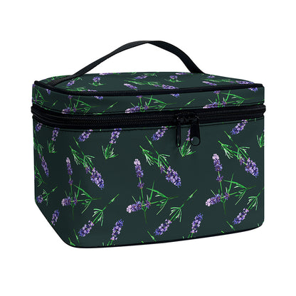 Purple Lavender Pattern Print Travel Makeup Bag