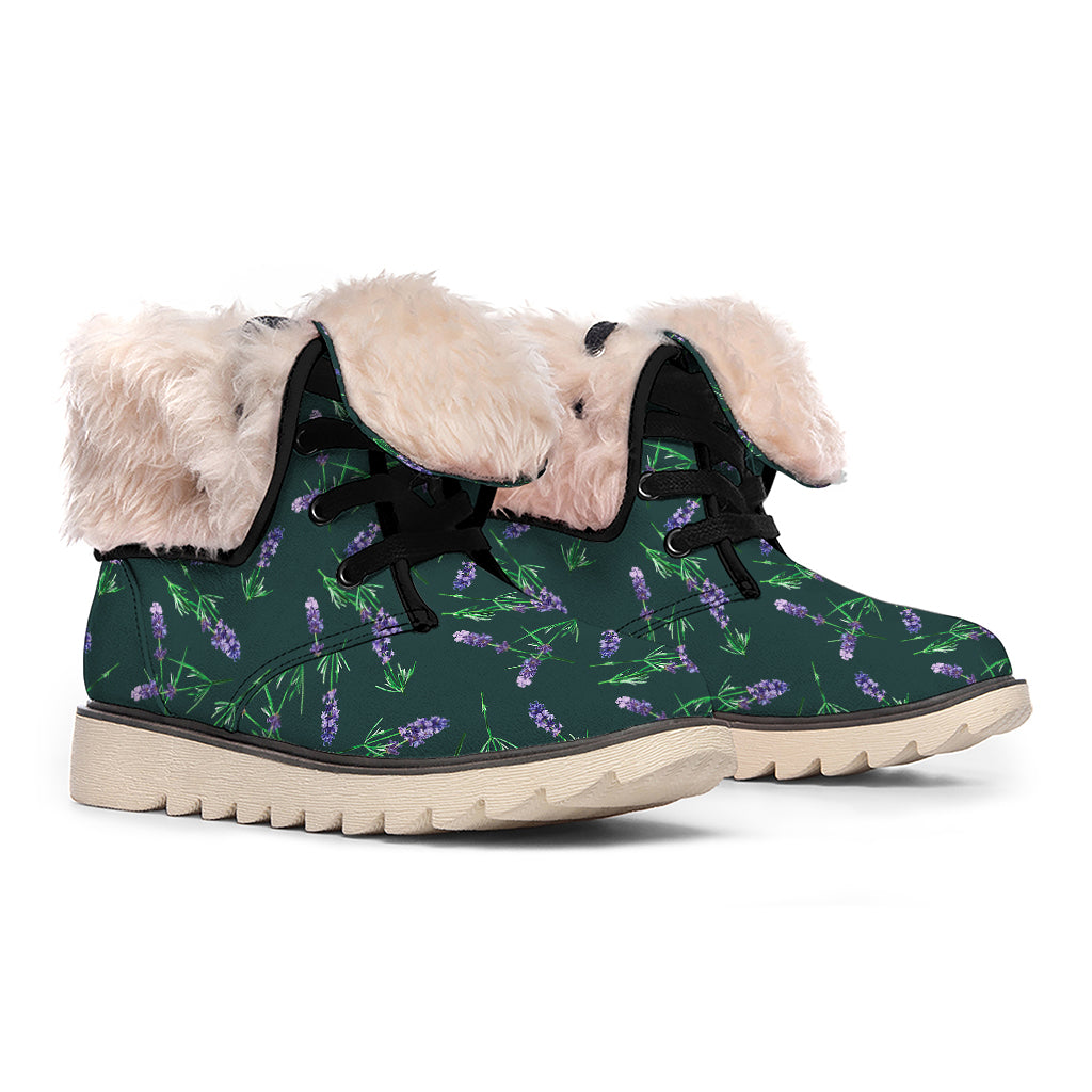 Purple Lavender Pattern Print Winter Boots