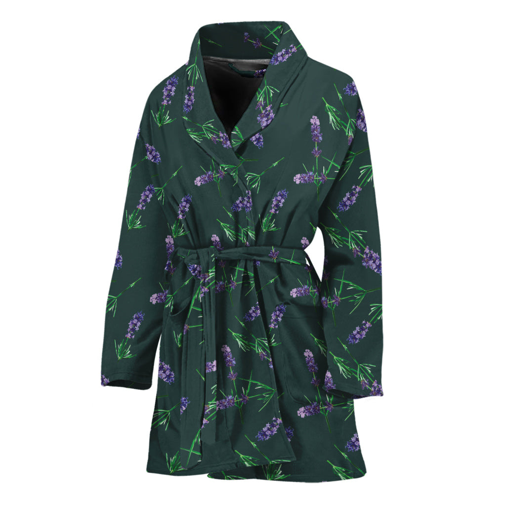 Purple Lavender Pattern Print Women's Bathrobe