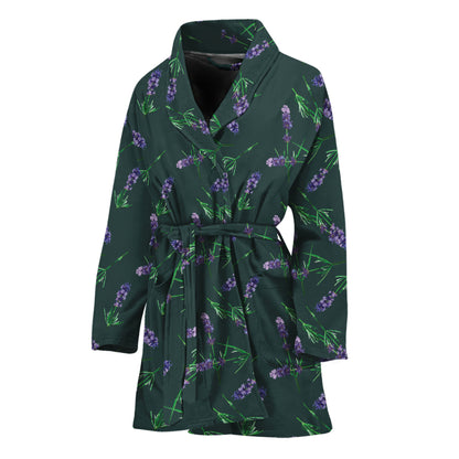 Purple Lavender Pattern Print Women's Bathrobe