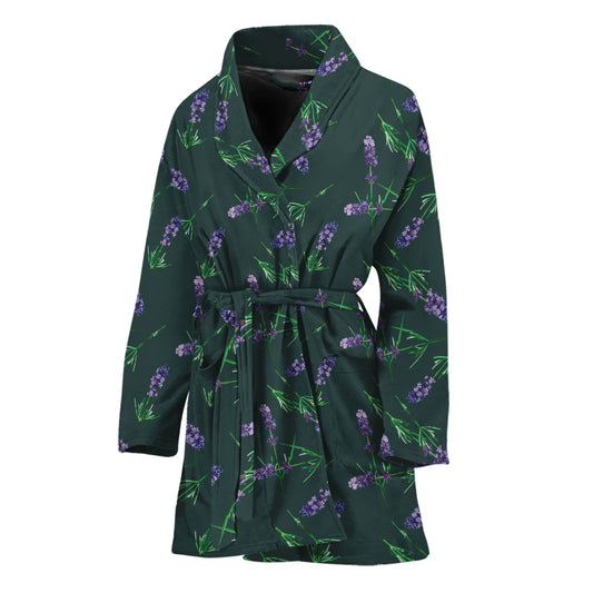Purple Lavender Pattern Print Women's Bathrobe