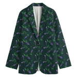 Purple Lavender Pattern Print Women's Cotton Blazer