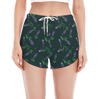 Purple Lavender Pattern Print Women's Split Running Shorts