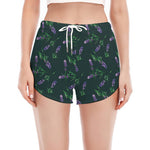 Purple Lavender Pattern Print Women's Split Running Shorts