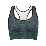 Purple Lavender Pattern Print Women's Sports Bra
