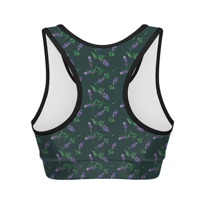 Purple Lavender Pattern Print Women's Sports Bra
