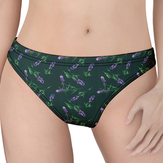 Purple Lavender Pattern Print Women's Thong