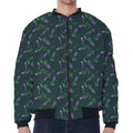 Purple Lavender Pattern Print Zip Sleeve Bomber Jacket