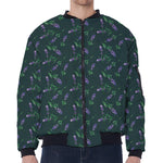 Purple Lavender Pattern Print Zip Sleeve Bomber Jacket