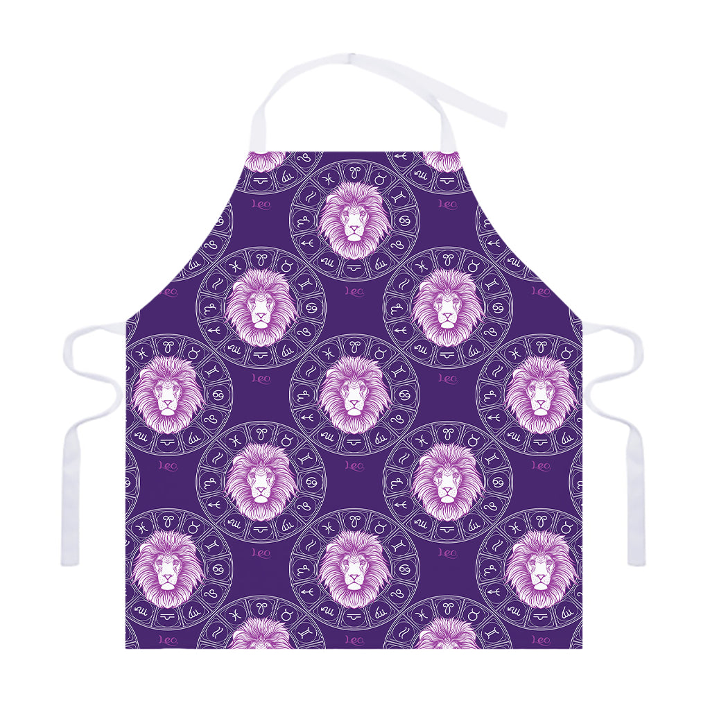 Purple Leo Zodiac Pattern Print Adjustable Apron