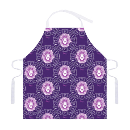 Purple Leo Zodiac Pattern Print Adjustable Apron