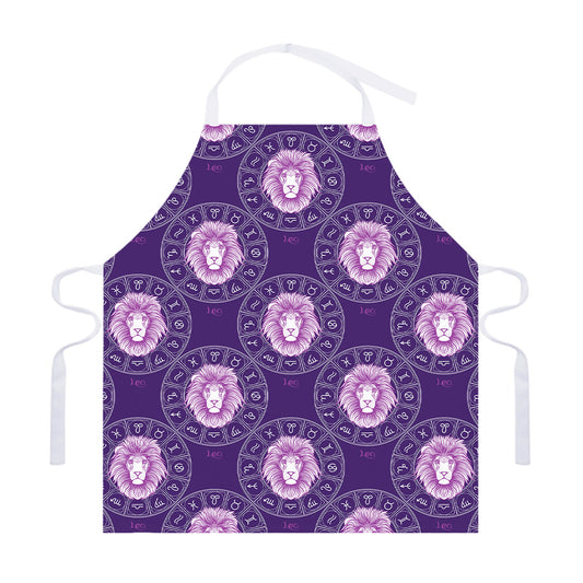 Purple Leo Zodiac Pattern Print Adjustable Apron