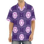 Purple Leo Zodiac Pattern Print Aloha Shirt